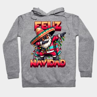 Feliz Navidad - Dabbing Hispanic Mexican Santa Merry Christmas Tree Lights Hoodie